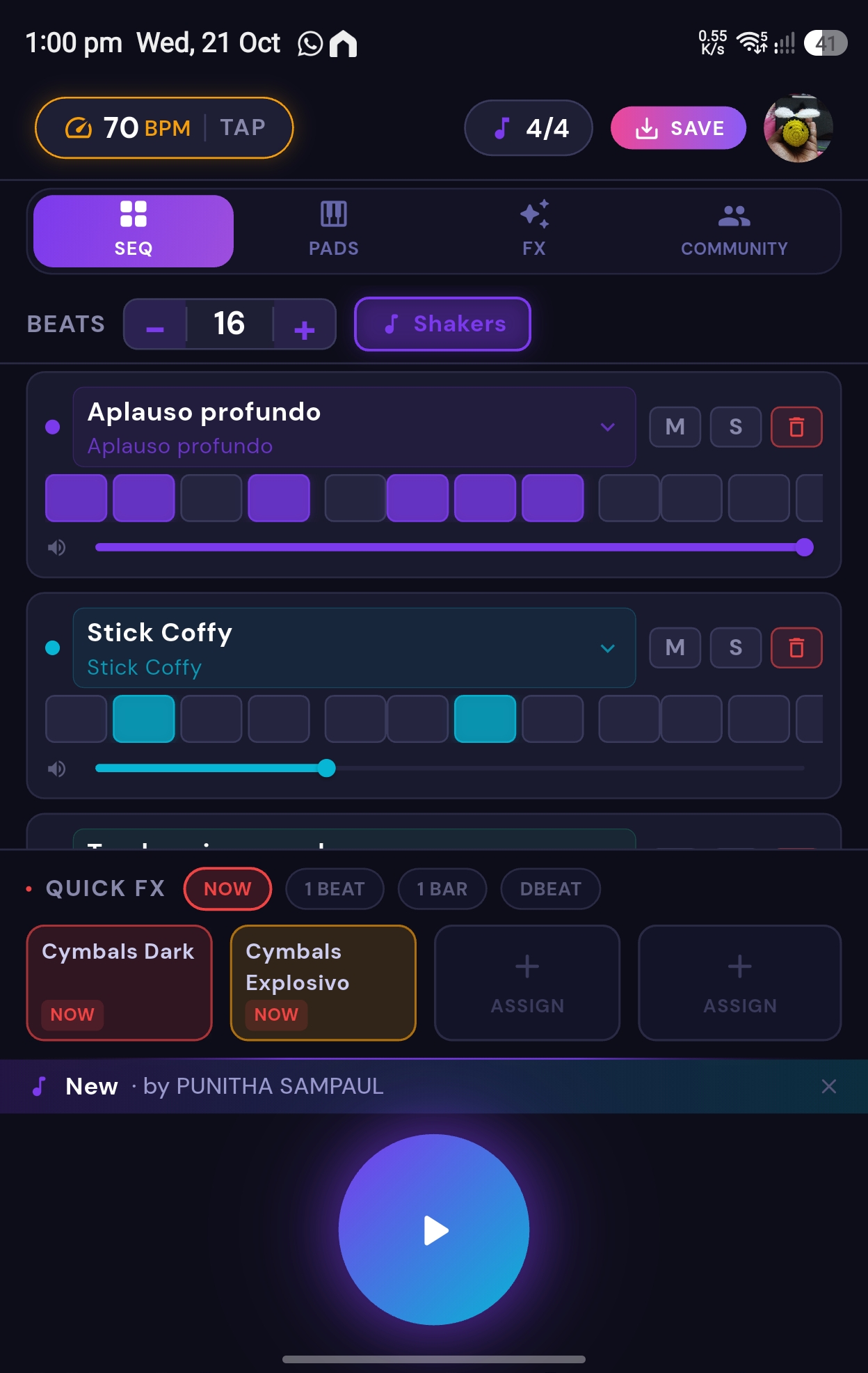 1Worship Sequencer screen